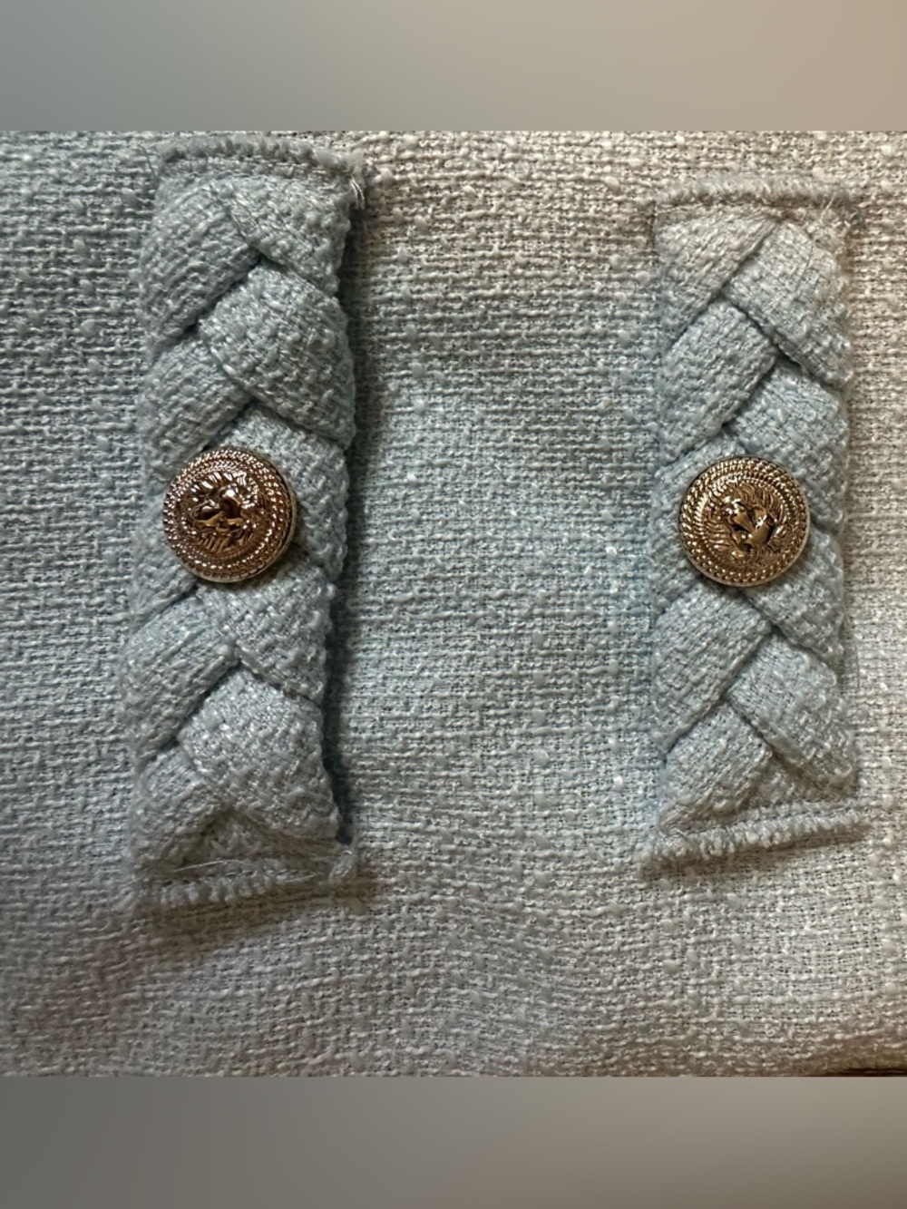 Retro-inspired Tweed Jackie Dress in Powder Blue XL - Picture 6 of 7